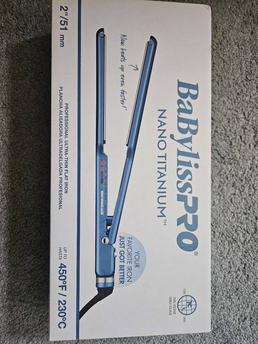BaBylissPro Nano Titanium Blue 2 Inch Ultra Thin Flat Iron